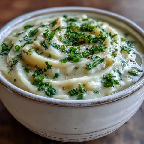 Creamy Potato Leek Soup simmered with Yukon Gold potatoes, topped with crispy bacon crumbles and fresh chives.