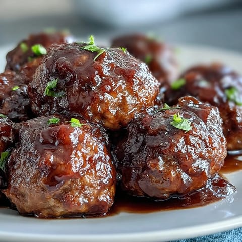 Tender beef meatballs in Grape Jelly and Chili Sauce Meatballs bubble in a glossy sweet and tangy sauce inside a slow cooker.