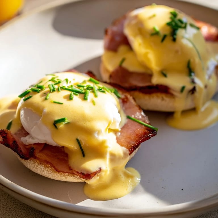 Imagine the rich, creamy hollandaise over an Eggs Benedict with toasted English muffins.