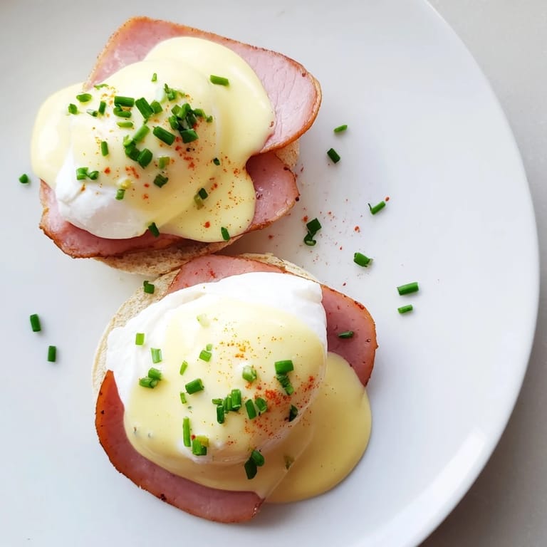 Savory Canadian bacon and a runny yolk enhance the delicious Eggs Benedict presentation.