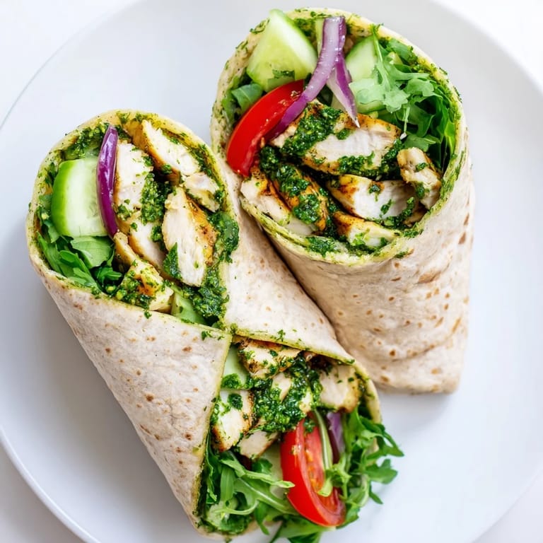 Serving a Chimichurri Chicken Salad Wrap, featuring golden chicken, tangy chimichurri, and crunchy veggies for a satisfying meal.