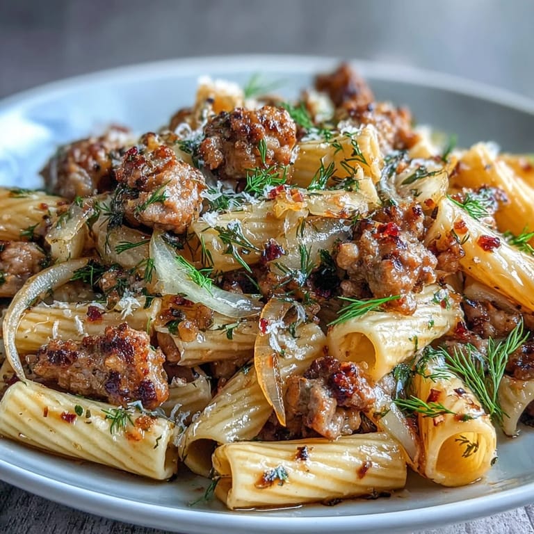 Tossing hot Winter Pasta with Sausage and Fennel and freshly grated Parmesan for a cozy, weeknight dinner serving four.