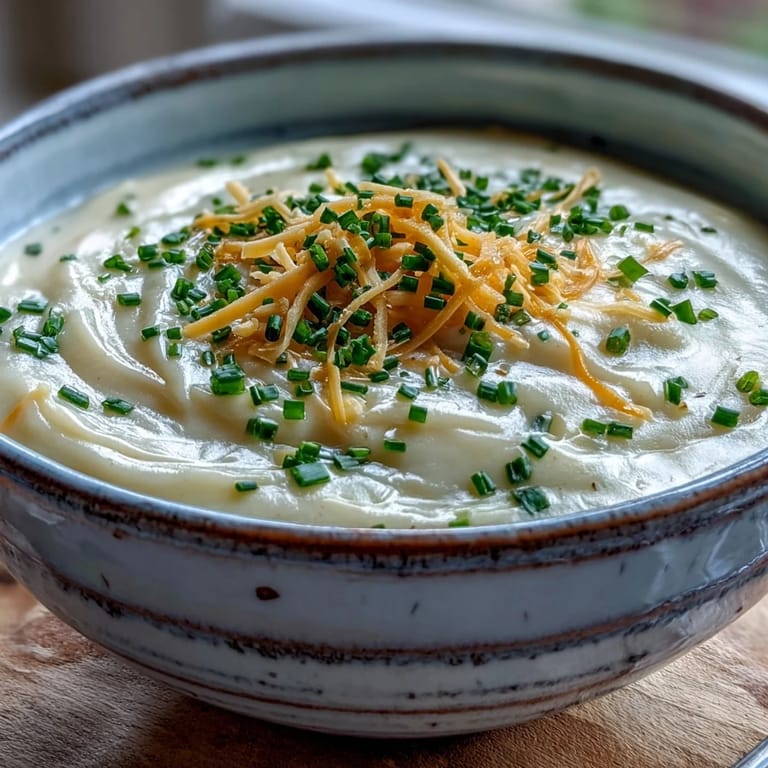 Homemade Cream of Potato Soup simmering in a pot with sautéed onions and celery, emitting steam on a cozy kitchen counter.