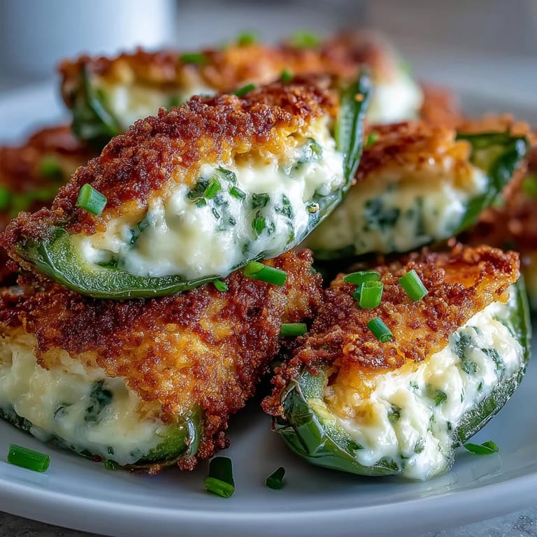 Air Fryer Jalapeño Poppers topped with fresh chives and crumbled bacon, paired with a cool ranch dip.