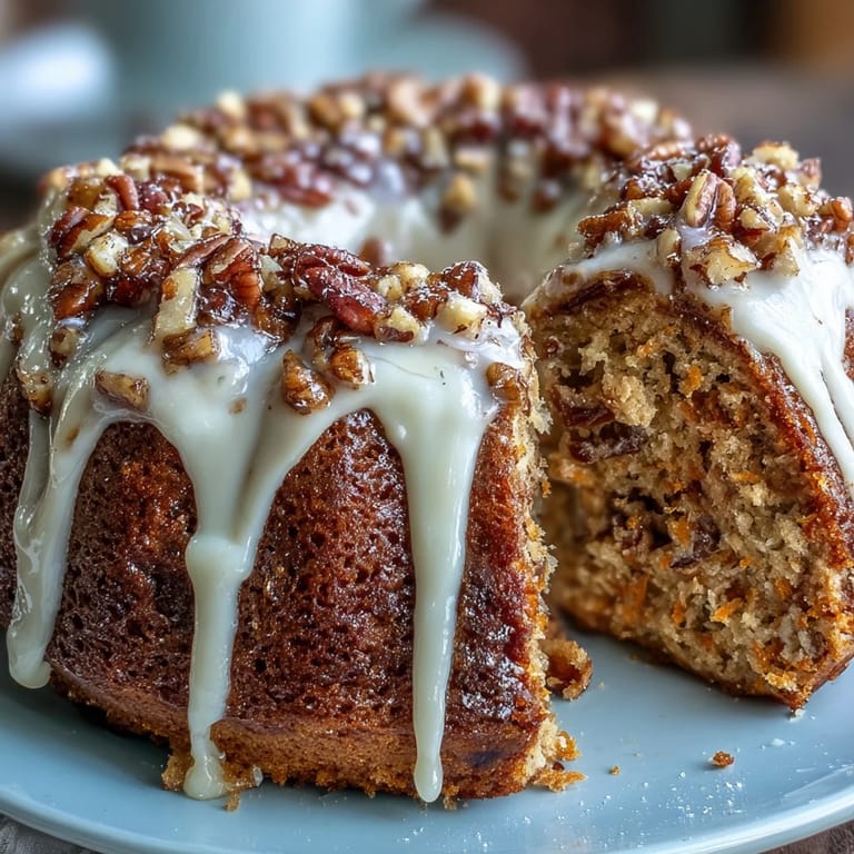 Elegant carrot and walnut cake with smooth cream cheese frosting, decorated with edible flowers for a festive touch.