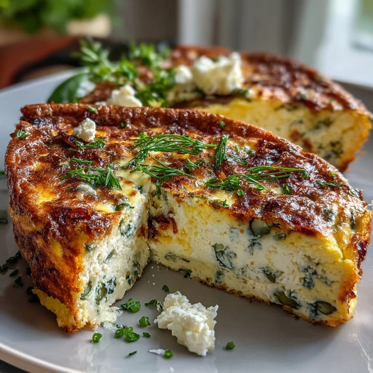 Baked asparagus and goat cheese frittata with spinach, chives, and Parmesan—an easy, gluten-free dish ideal for spring brunches.