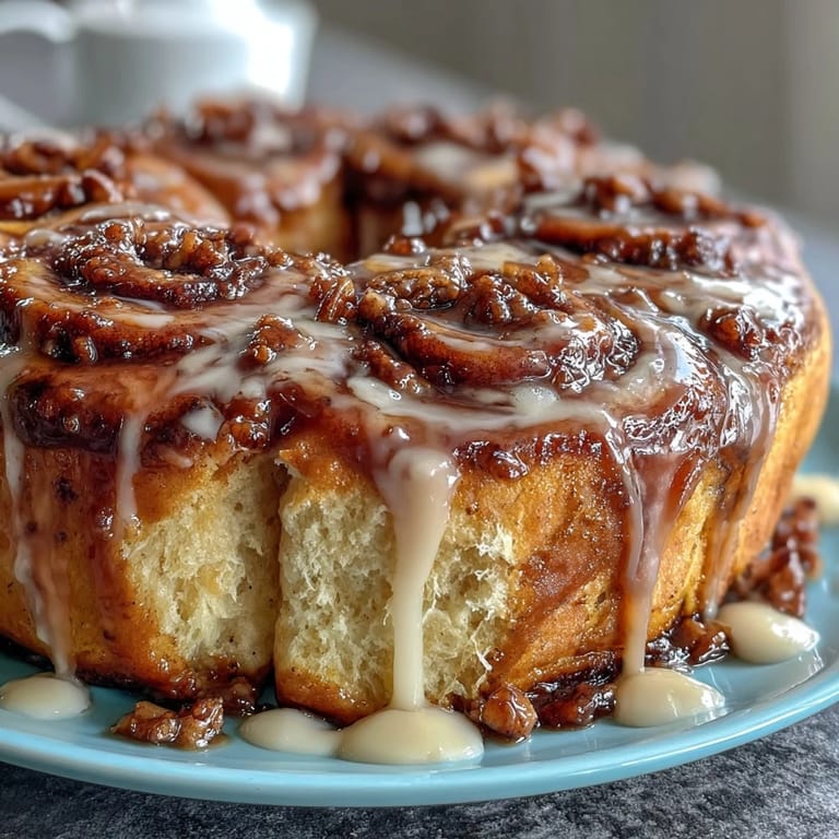 Decadent cinnamon roll pancake casserole with gooey cinnamon swirls and a velvety cream cheese glaze, baked until golden and irresistible.