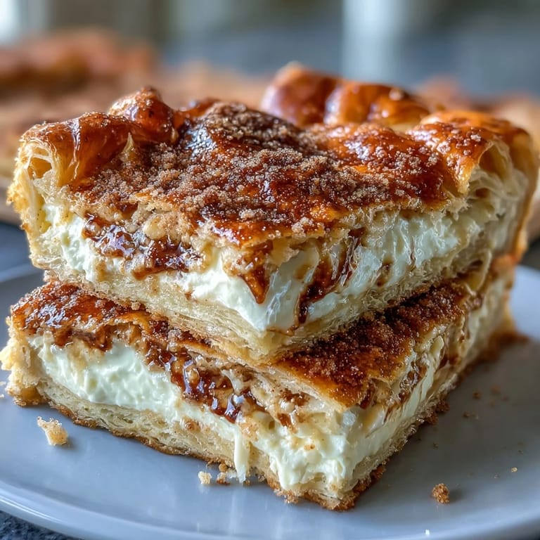 Sweet and creamy sopapilla cheesecake bars featuring melt-in-your-mouth crescent layers and a crunchy cinnamon-sugar finish.