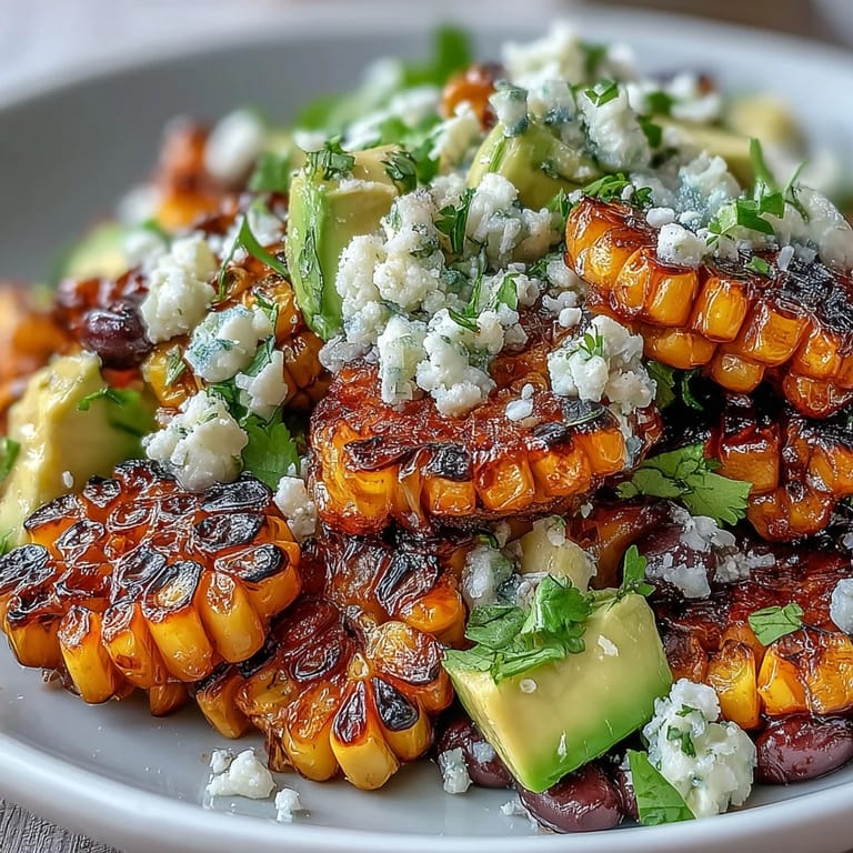 Hearty grilled corn and black bean taco salad with colorful veggies, perfect for dinner.