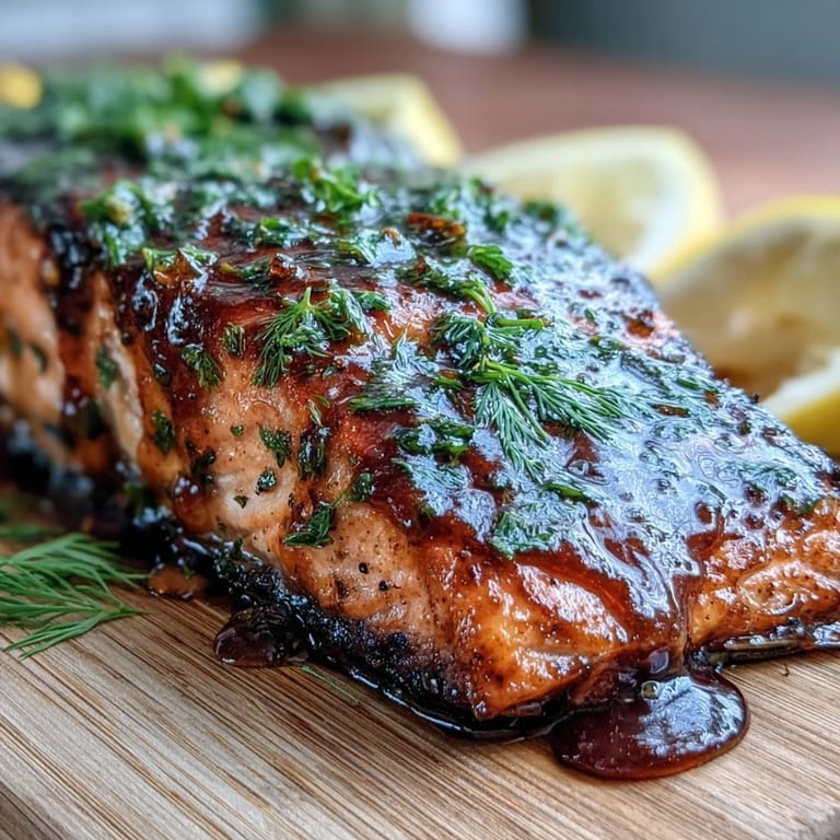 Deliciously grilled Cedar Plank Salmon with herbs, ready for serving.