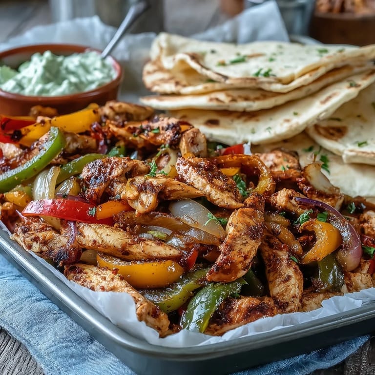 Delicious sheet pan chicken fajitas loaded with tender vegetables, an easy weeknight crowd-pleaser.