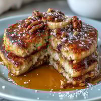 Fluffy blueberry pancake casserole baked golden in the oven, bursting with juicy berries in every bite.  