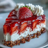 A vibrant strawberry pretzel salad with a sweet-salty crust, creamy cheesecake layer, and fresh strawberries in strawberry gelatin.